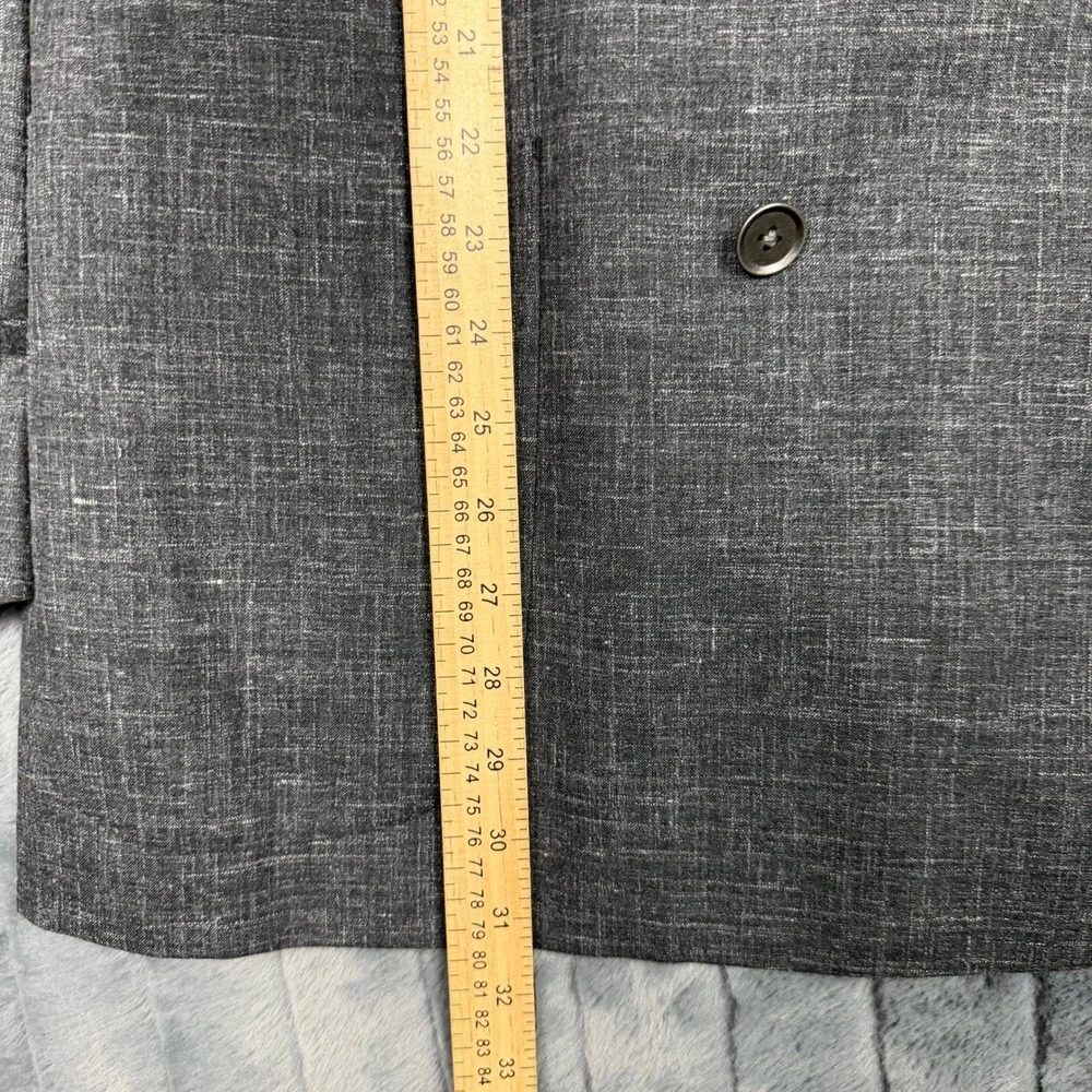 Paul Fredrick Mens 42L Double Breasted Wool Silk Linen Blazer Black JUR004W